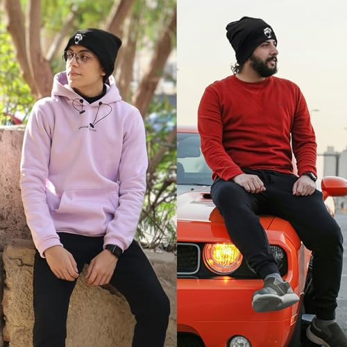 Black Knit Beanie Hat - Winter Warm Knitted Cap for Men & Women - Chimpanzee Roars