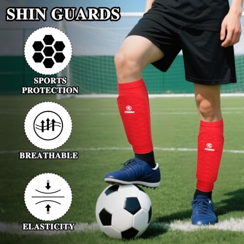 RIDBIKER Kids & Adults Soccer Shin Guards Black Medium Impact Protection
