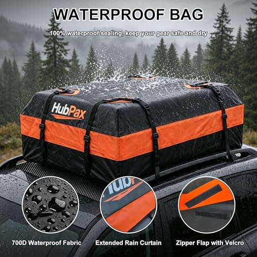 15 Cu Ft Rooftop Cargo Carrier Bag - Fits Any Vehicle Without Rack