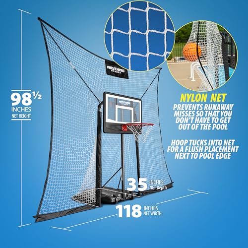 Adjustable Pool Basketball Hoop with 10x8 FT Backstop