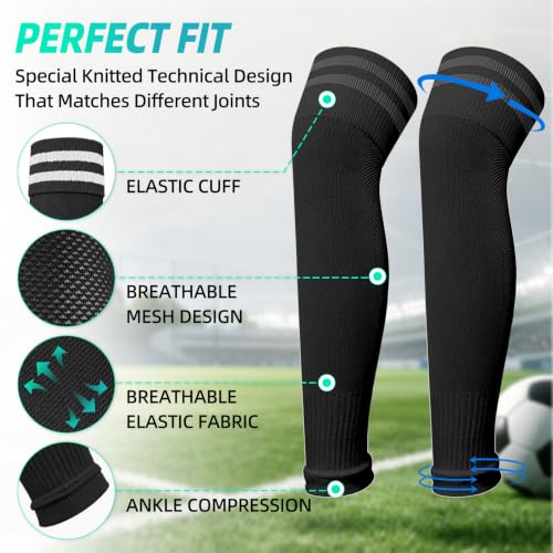 Compression Soccer Leg Sleeves - Grip Socks - Medium Mesh Black