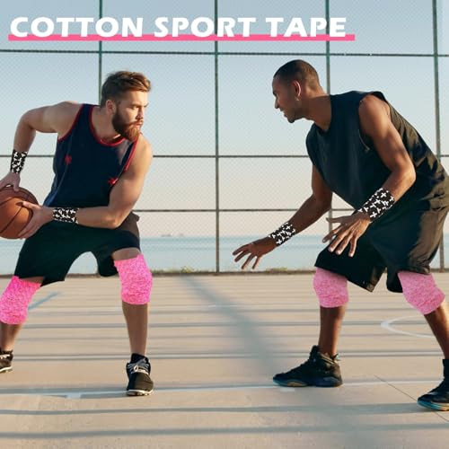 Cotton Wrist Tape for Athletes - 2in x 23ft, Colorful Dots/Pink