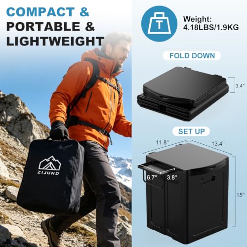 Black Portable Adult Camping Toilet Folding with Carry Bag, Sturdy & Lightweight
