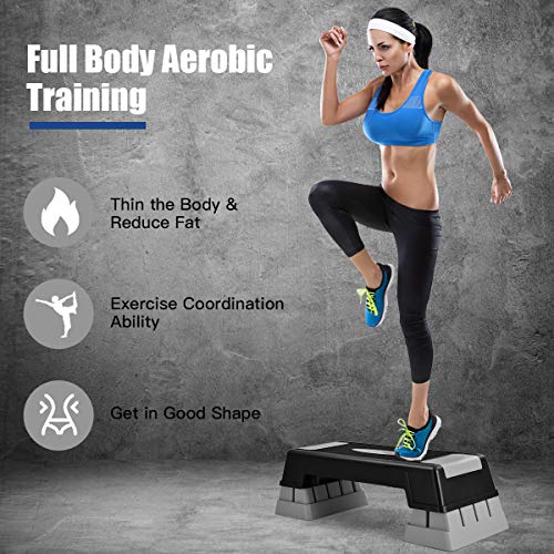 Aerobic Stepper with Adjustable Height, Non-Slip Pads - Grey