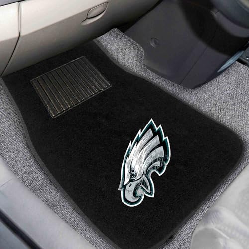 Embroidered Team Logo Car Mat Set - Philadelphia Eagles 17"x25.5" - Black