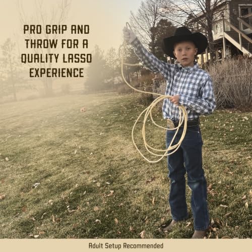 Kids Cowboy Lasso Rope 25ft Waxed Nylon with Genuine Honda Knot - Safe Play