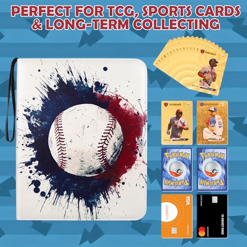 9-Pocket Baseball Card Binder, 900-Card Capacity with 50 Removable