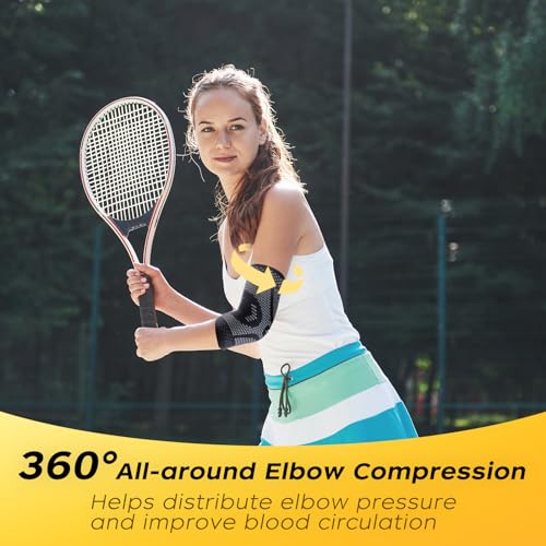 Copper Elbow Compression Sleeve - Medium Grey-Black Pair