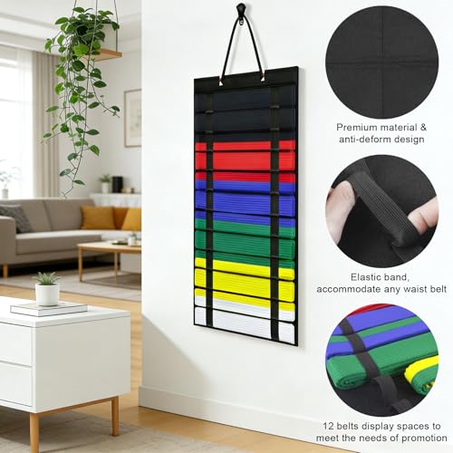 Karate Belt Display Rack - Holds 12 Martial Arts Belts