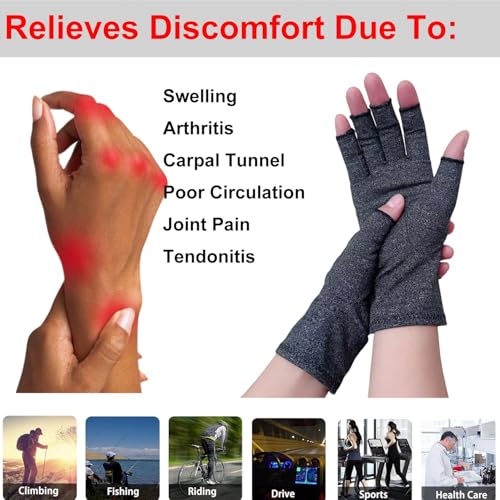 Bamboo Arthritis Gloves for Pain Relief - Medium (Pack of 4) - Grey Pink
