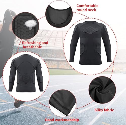 Ciseroye Small Football Padded Compression Shirt with Chest Protection - Long Sleeve