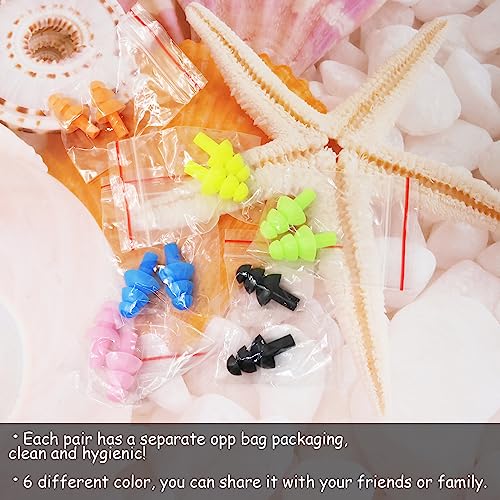 Reusable Silicone Swimming Earplugs - 6 Pairs for Hearing Protection