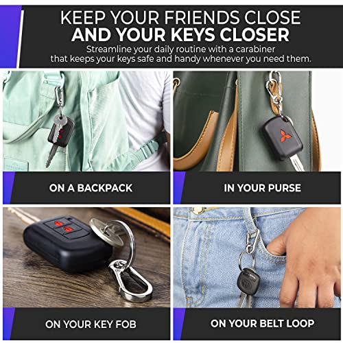 4-Pack Multipurpose Keychain Carabiner Clips with 1.25-Inch Steel Keyrings