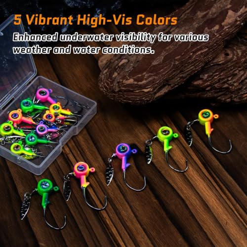 1/32 oz Crappie Fishing Jig Heads with Willow Blade - 10 Pcs