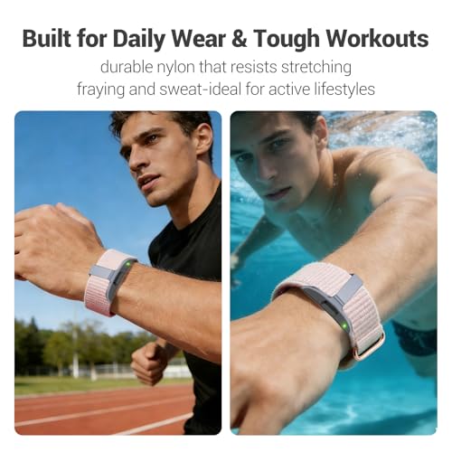 Breathable Nylon Loop Wrist Strap for Health Band - Pink