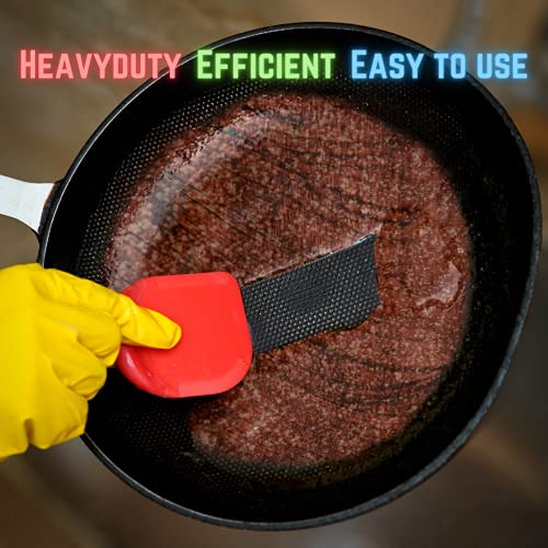 Versatile Pan Scraper Tool - Silicone Grip for Cast Iron & Dishes
