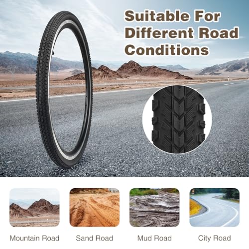 2 Pack 26x1.5 Bike Tire with Tubes City Mountain Vintage Bicycle