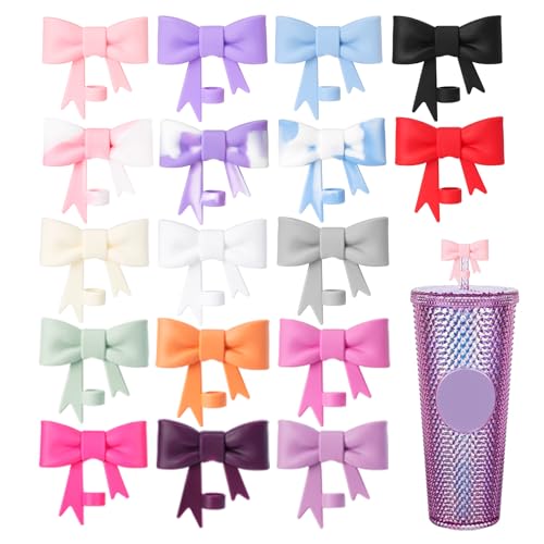 8mm Pink Bow Straw Cover Topper - Silicone Tumbler Accessories