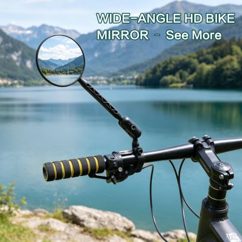 SHEJISI Bike Mirror Reflective Film Upgrade | Universal 7/8'' Handlebar Rear View, 360° Adjustable
