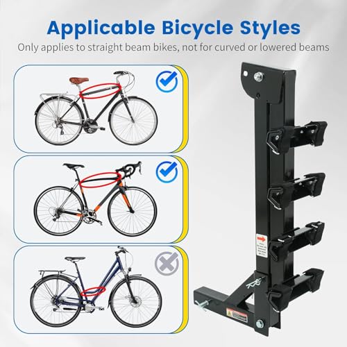 4-Bike Hitch Mount Rack with 150 lb Capacity - Easy Install & Swing Down Design