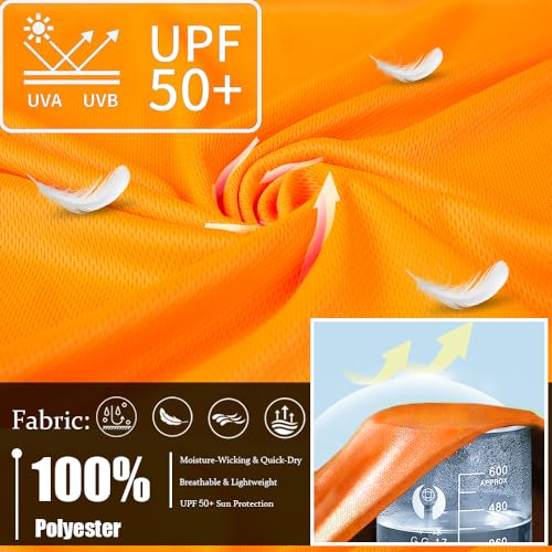 Men's UPF 50+ Sun Protection Hoodie - Long Sleeve - Orange - Small