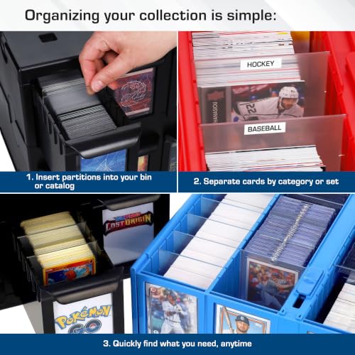 BCW Translucent Card Partitions - Frosted Plastic Dividers for Card Bins, 12 Pack (Standard Size)