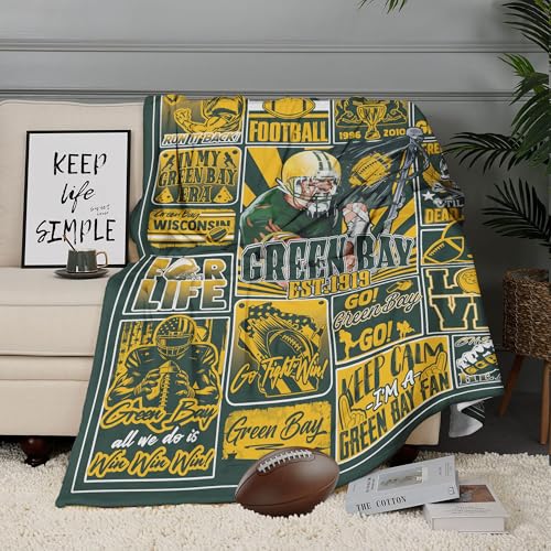 Football Blanket - Cozy Green Throw for Bed & Couch, 60"x50"