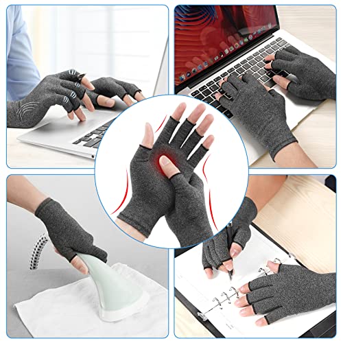 Arthritis Gloves - Fingerless Compression Hand Warmers for Pain Relief - Large