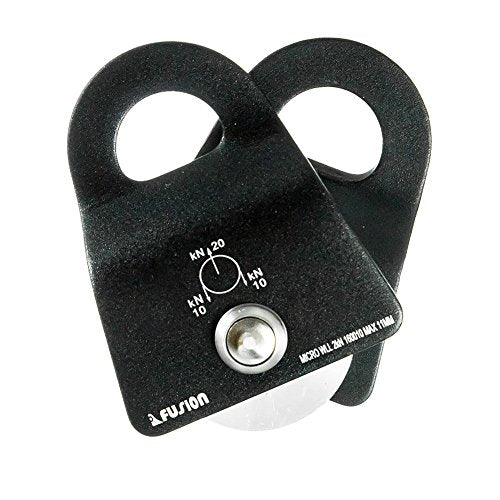 Fusion Climb Ekat Micro Aluminum Side Swing Pulley for Zipline, Black