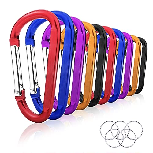 10 Pack 3" Aluminum Spring Snap Hook Carabiner Clips - Colorful