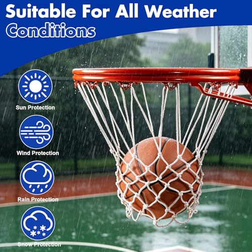 Heavy Duty Basketball Net Replacement - 12 Loops, All Weather, Tangle-Free