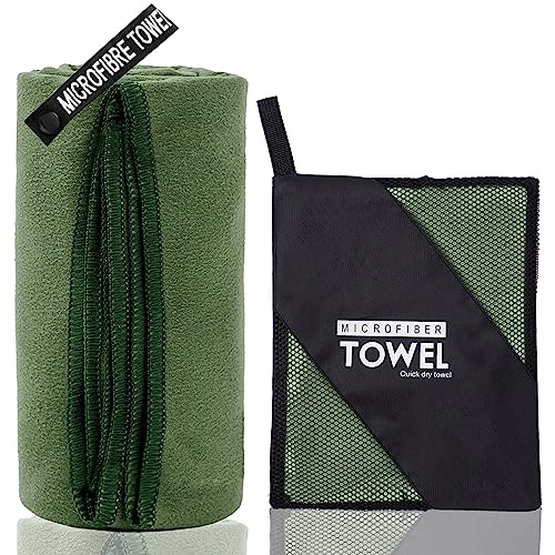 Microfiber Travel Towel - Quick Dry Camping & Gym Towel, Army Green, 20"×40"