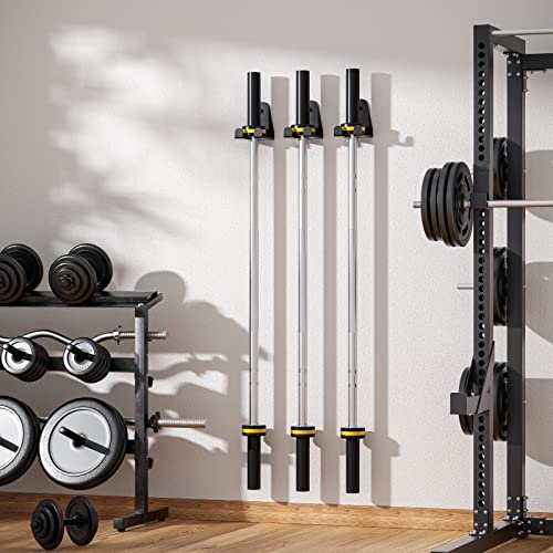 Barbell Wall Mount Rack - Vertical Hanger for 33mm Bars - Black 1 Hook