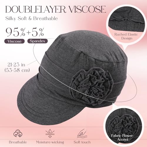AIPESL 4 Pack Chemo Headwear for Women - Breathable Hair Loss Turbans in Black, Grey, White, Navy