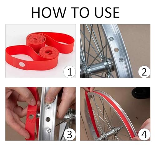 2PCS Puncture Resistant Bicycle Rim Strip Tape for 700C Wheels - Red