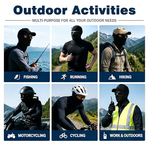 Black 2 Pack Balaclava Face Masks for Sun UV Protection Breathable Cooling Outdoor Sports