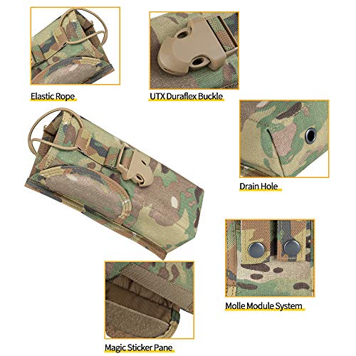 Multicam Tactical Radio Holster Pouch - Molle Adjustable Walkie Talkie Carrier