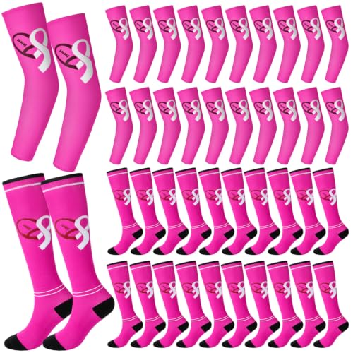 Cozypower Breast Cancer Awareness Sleeves & Socks Set X-Small Pink 12