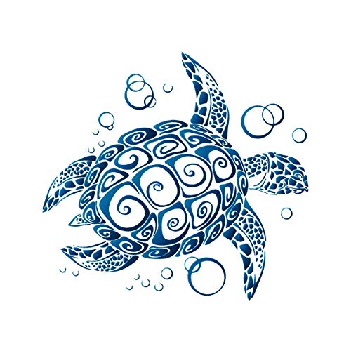 Sea Turtle Tribal Vinyl Decal Sticker - 3.25 x 3.5 Inch Weatherproof