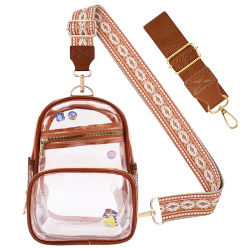 Clear Bag with Water Bottle Holder - Stadium Approved - Brown-C