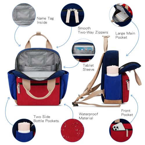 Toddler Backpack - Mini 12'' for Boys & Girls - Blue & Red