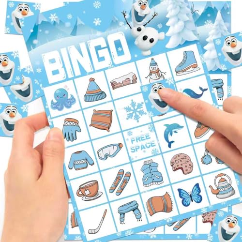 Snowman Christmas Bingo Game for 24 Players - Family Holiday Fun