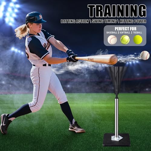 BFWIHM 37.02-Inch Adjustable Baseball/Softball Batting Tee – Height 25-37 in, Black