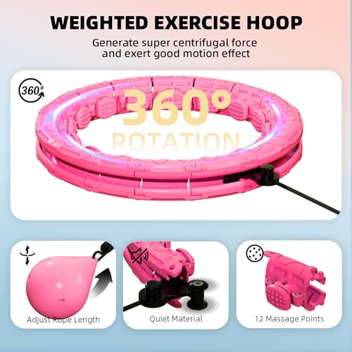 Argvsde Pink 28-Inch Adjustable Infinity Hoop for Home Fitness Beginners
