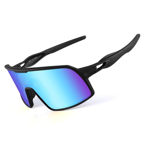 BangLong Polarized Cycling Glasses Sports Sunglasses, UV400 Protection, Men Women Running Fishing Driving Baseball Glasses (Black Blue)