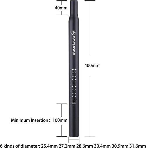 Boenoea Bike Seatpost - Aluminum Alloy Bicycle Seat Tube | 25.4-31.6mm, 400mm Length for Mountain & Road Bikes