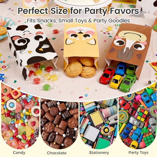 Farm Animal Party Favor Bags with Stickers - 32 Pack