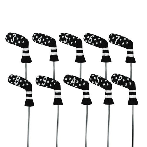 Scott Edward 10 Pcs Golf Club Head Covers for Irons Cuteness and Basically Socks Shape Washable & Durable Golf Club Head Protector (Starry Night)