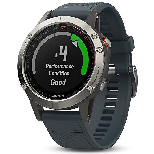 Garmin Fenix 5 Multisport GPS Watch - Silver & Granite Blue Band