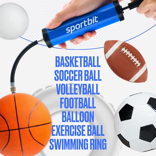 Portable Basketball Pump with 5 Needles & Nozzles – Hand Pump for Sports Balls